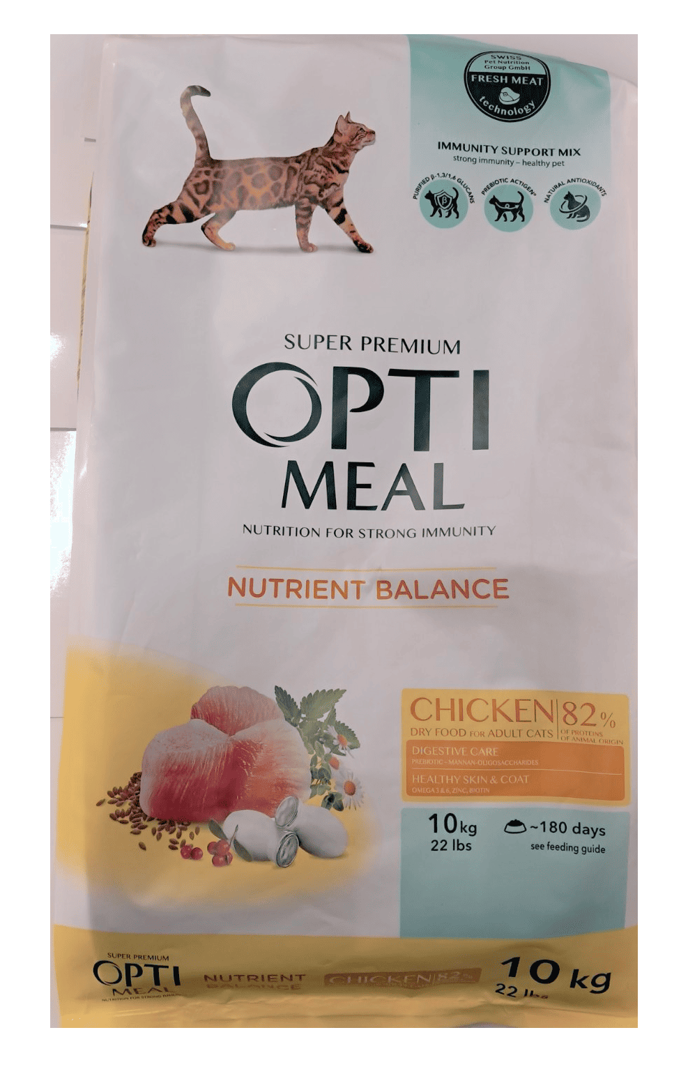 Повнораціонний сухий корм OPTIMEAL для дорослих котів "Курка", 10 кг